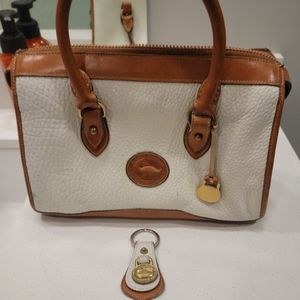 Vintage 1980's Leather Dooney and Bourke Satchel and Key Chain